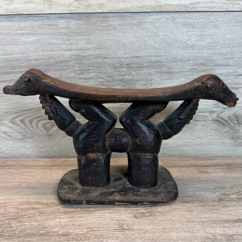 Antique african wood headrest - african,